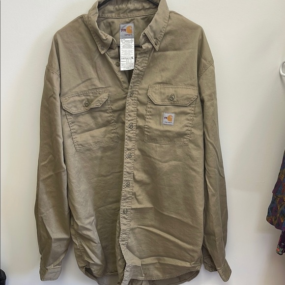 Carhartt FR Tan Button-Up Shirt - Picture 1 of 5